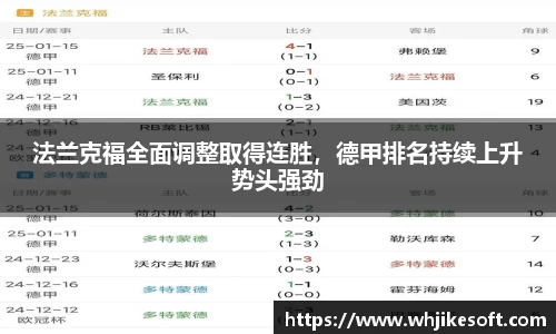 法兰克福全面调整取得连胜，德甲排名持续上升势头强劲